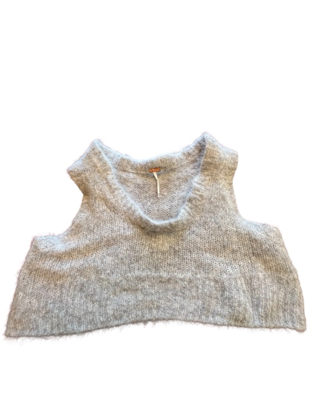 Free People Gray Fuzzy Sleeveless Cropped Sweater Tank